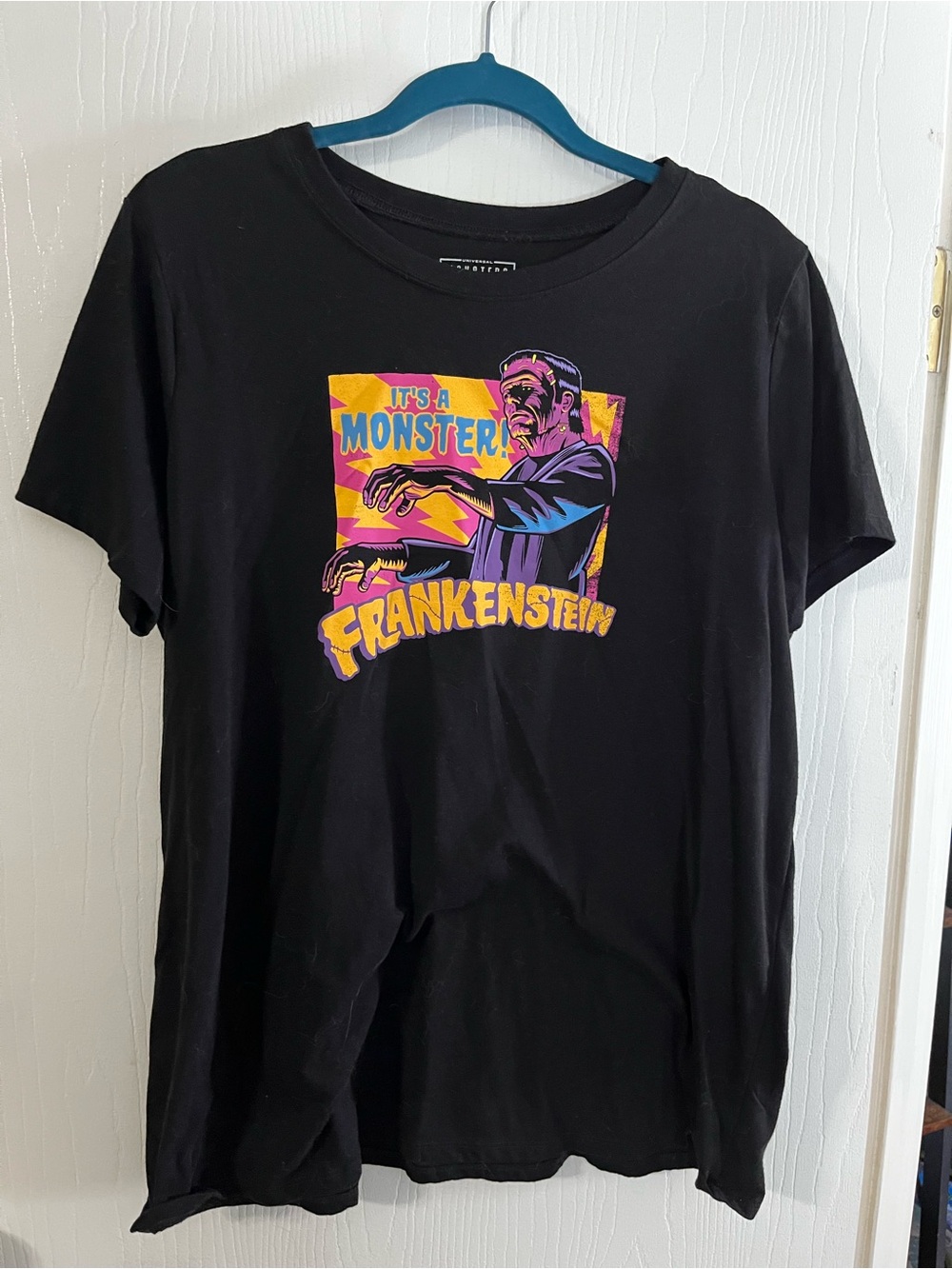 torrid Black Graphic Frankenstein Short Sleeve Tee with Yellow & Purple Art